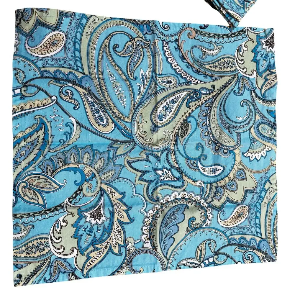 Ridgefield Home Colorful Cloth napkins set of 4 mod blue paisley cotton squares